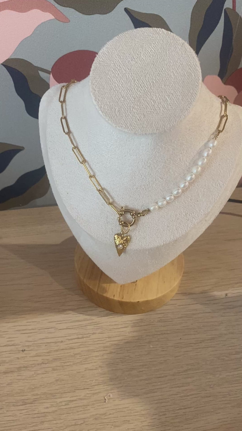 Collier grosse maille rectangle + pendentif interchangeable